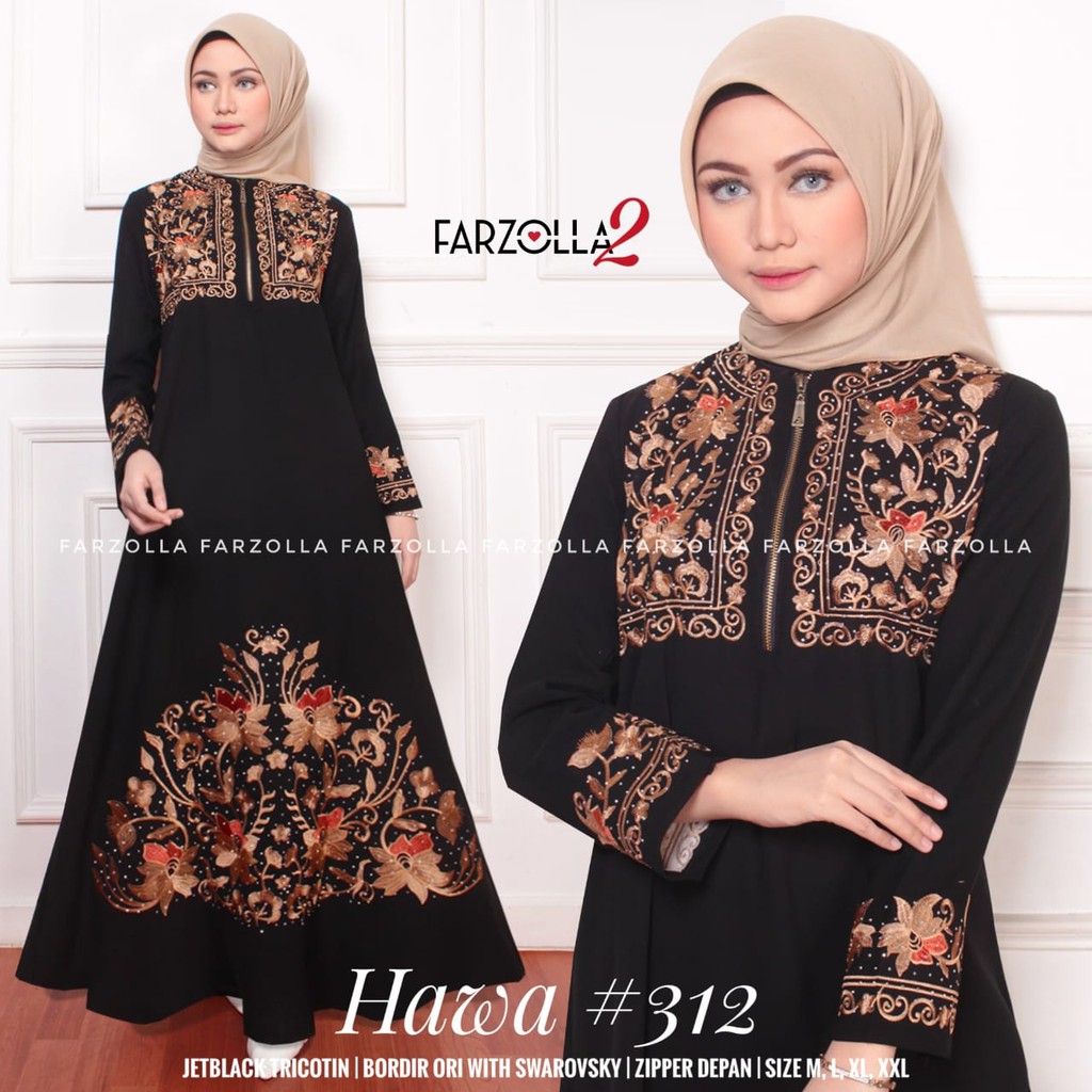 OK - KOLEKSI ABAYA CANTIK SERI HAWA #312 BY FARZOLLA  BAJU MUSLIMAH BORDIR GAMIS ELEGANT