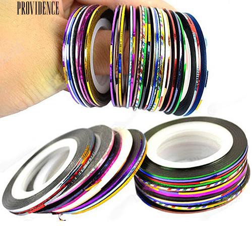 10 Warna 20 m / Rolls Nail Art UV Gel Tips Striping Tape Baris Sticker Dekorasi DIY