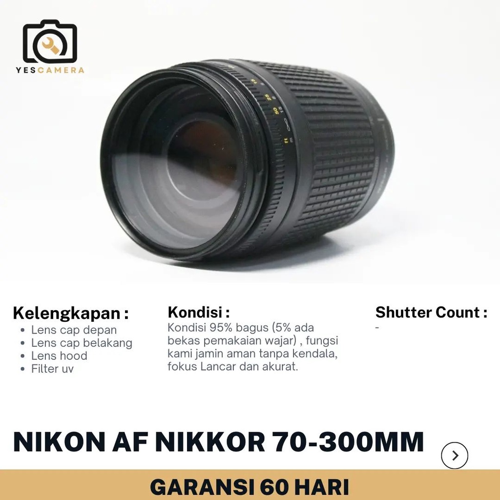 Lensa Nikon AF Nikkor 70-300mm F4.5-6.3G ED Lensa Tele Zoom Nikon