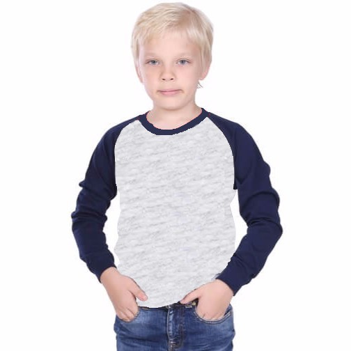 Kaos Raglan Anak Lengan Panjang Abu Muda Misty M61