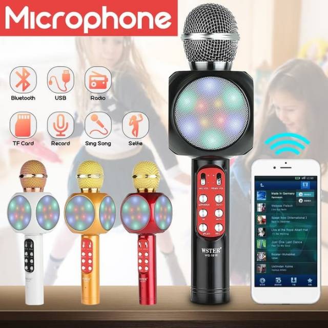 FREE ONGKIR Termurah MEDAN WS-1816 Mic Karaoke Bluetooth | Microphone Karaoke | Wster Micgeek Q9 Gold WS1816