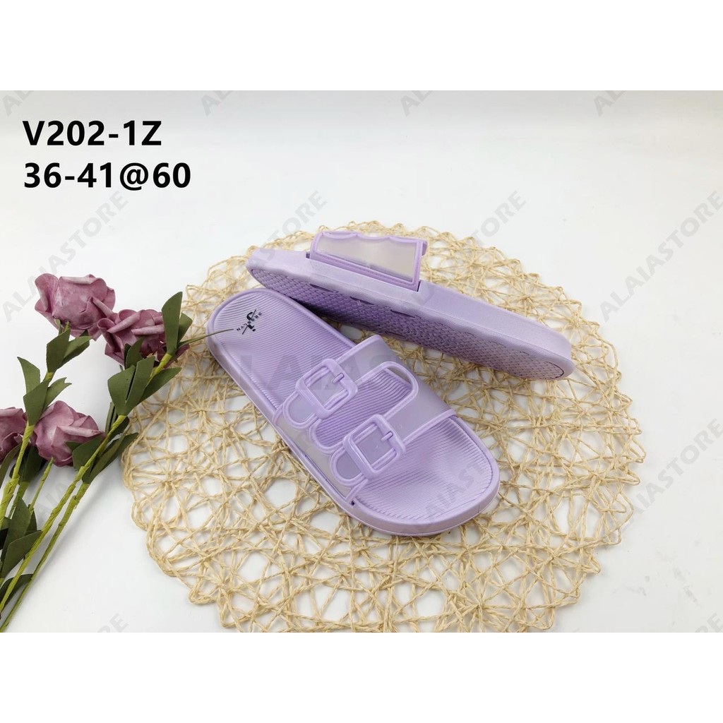 Sandal Slop Wanita Korea / Sandal Slop Bening Cewek Gesper - V202-1 / Sandal Wilona