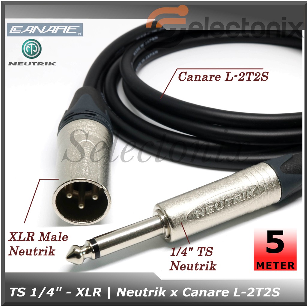 [5m] Kabel Mic 1/4 TS - XLR | Canare x Neutrik