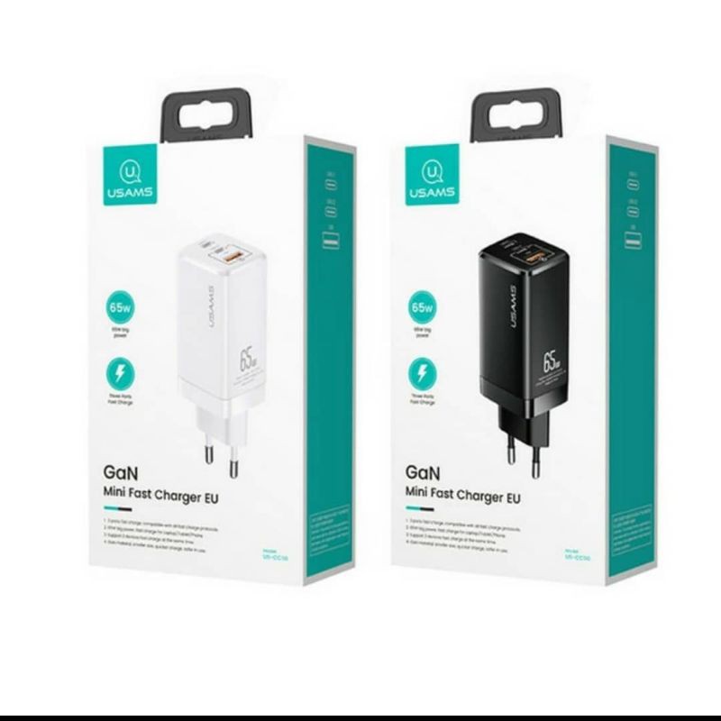 Adapter 65W Batok 65W USAMS 65 GAN Mini Fast Charger EU Original