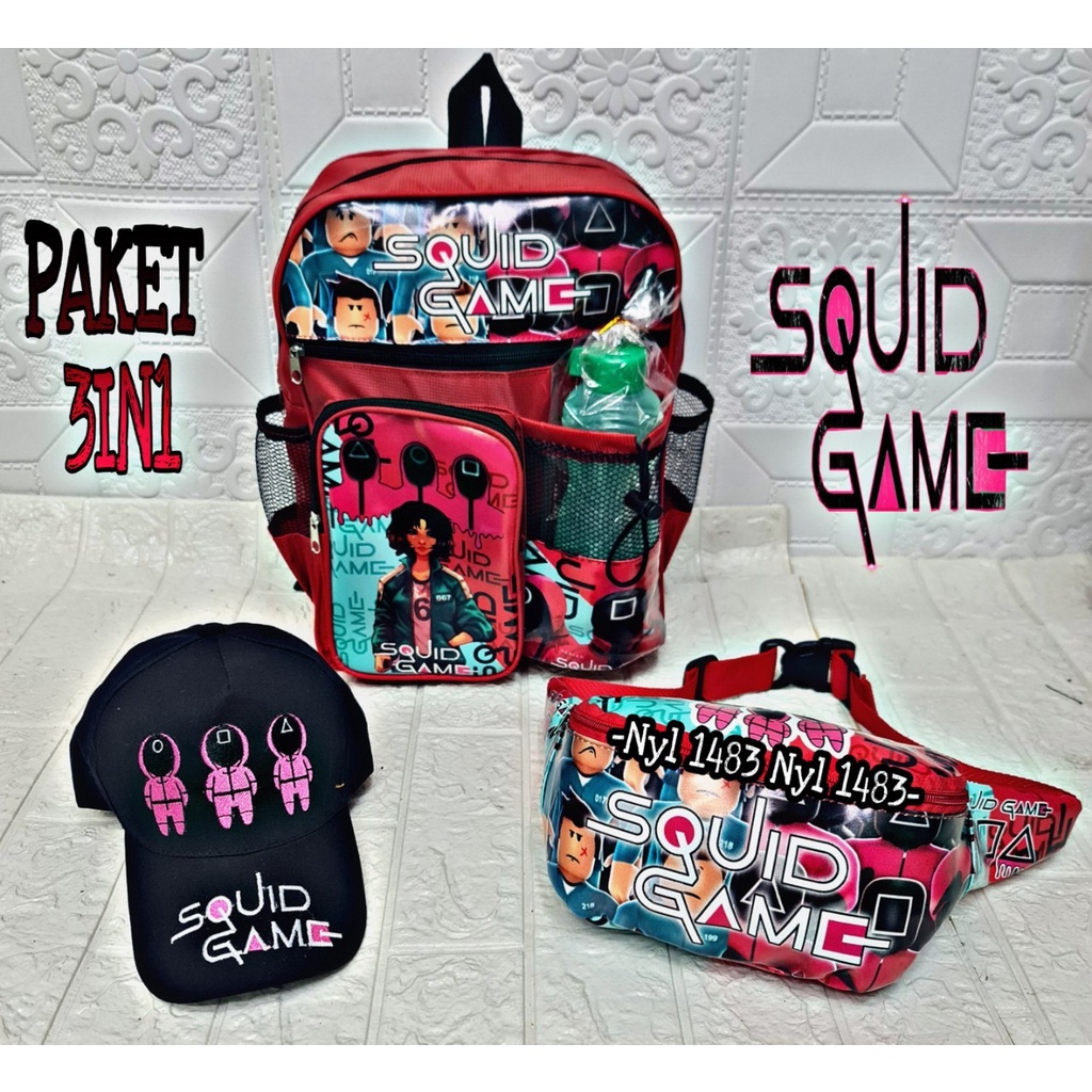 KSO_BAG - Tas Ransel Anak Laki-Laki 3in1 Terbaru 2021 Kekinian Backpack Carakter Squid GameTermurah