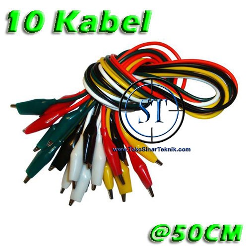 Kabel 10 Set Capit Buaya Jepit Aki Aligator Kecil Panjang 45cm warna Set Tester Test Accu Siap Pakai