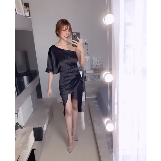 Glamonaa One Shoulder Tarzan Sateen Party Dress