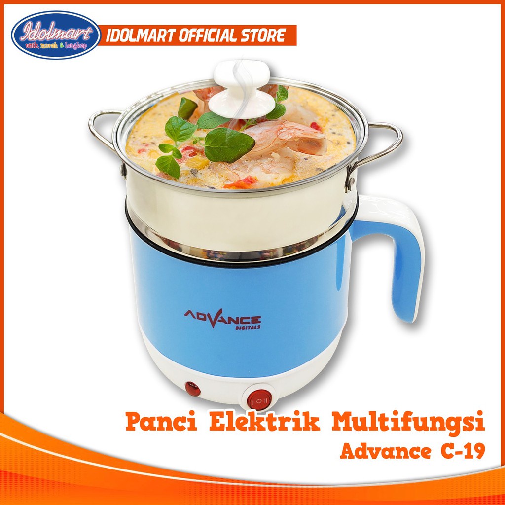 IDOLMART Panci Listrik Advance C-18 dan C-19 Multifungsi Elektrik Cooker 0.8 Liter Stainless Surabaya