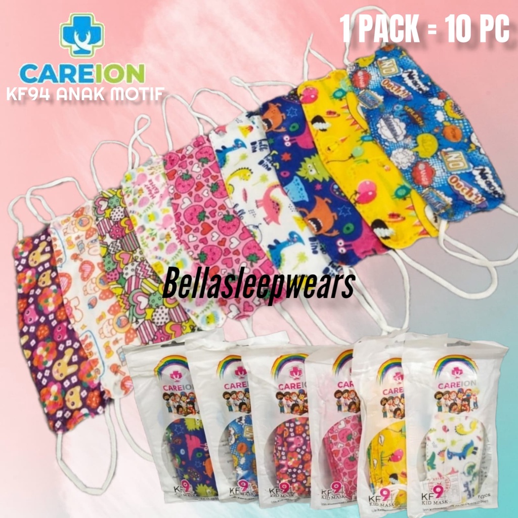 CAREION KF94 KIDS - MASKER ANAK KF94 4PLY CAREION KIDS WARNA WARNI DAN MOTIF