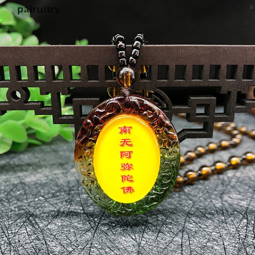 Prt Kalung Tali Dengan Liontin Jimat Buddha Namo Amitabha Kaca Untuk Priawanita PRT