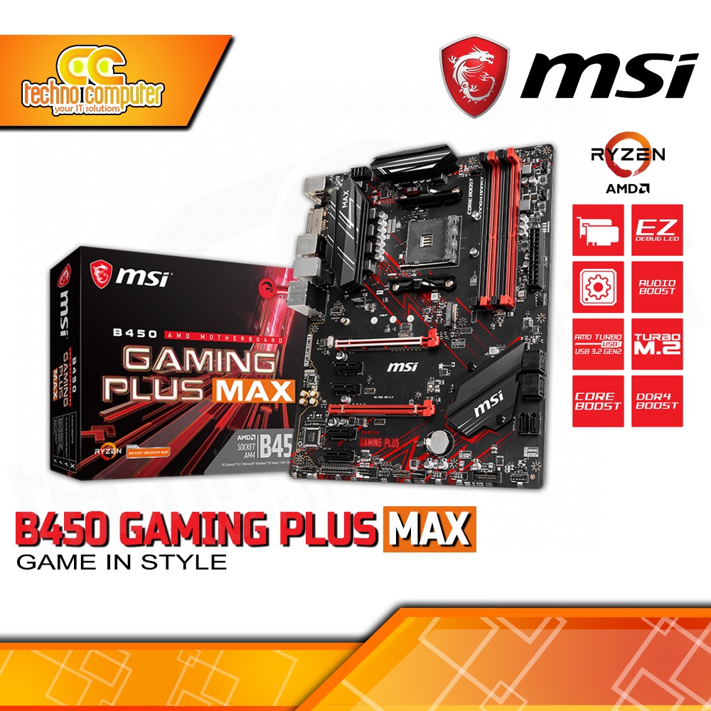 Jual MOTHERBOARD MSI B450 GAMING PLUS MAX ATX, AM4, B450, DDR4