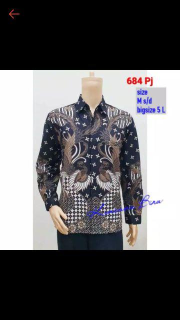 684 Kemeja Batik Pria M S/d Bigsize 5l, Hem Laki Lengan Panjang Jumbo Seragam