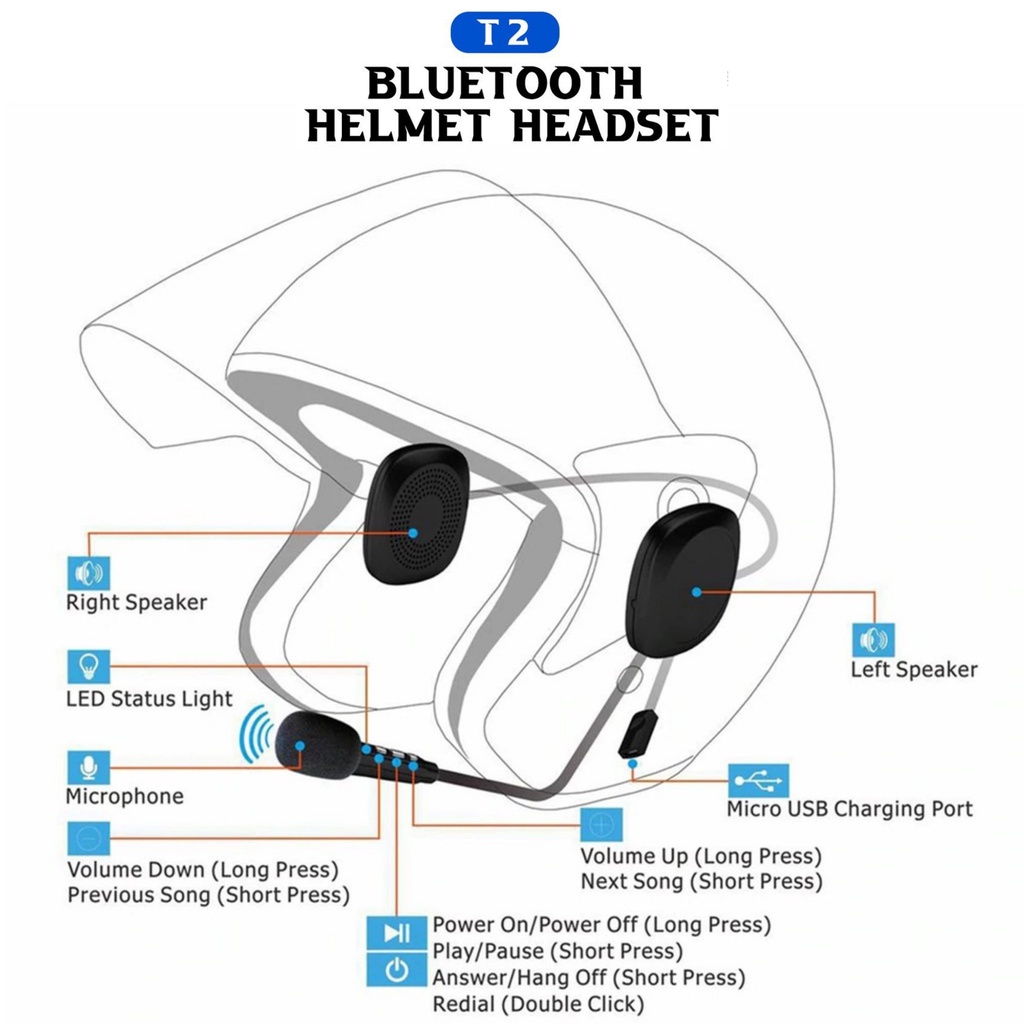 Headset Helm Bluetooth Headphone Helm Bluetooth Headset Helmet Headset Bluetooth Helm Motor-2