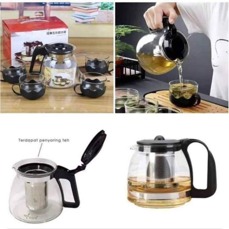Teapot kaca dengan saringan