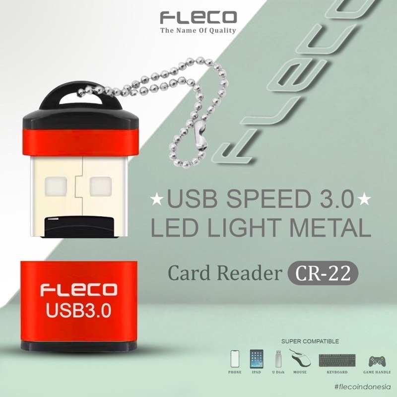 GROSIR CARD READER MICRO SD FLECO METAL CR-22 SUPPORT USB 3.0 UP TO 512GB MINI STYLE dan (card reader enov micro murah) BY SEN