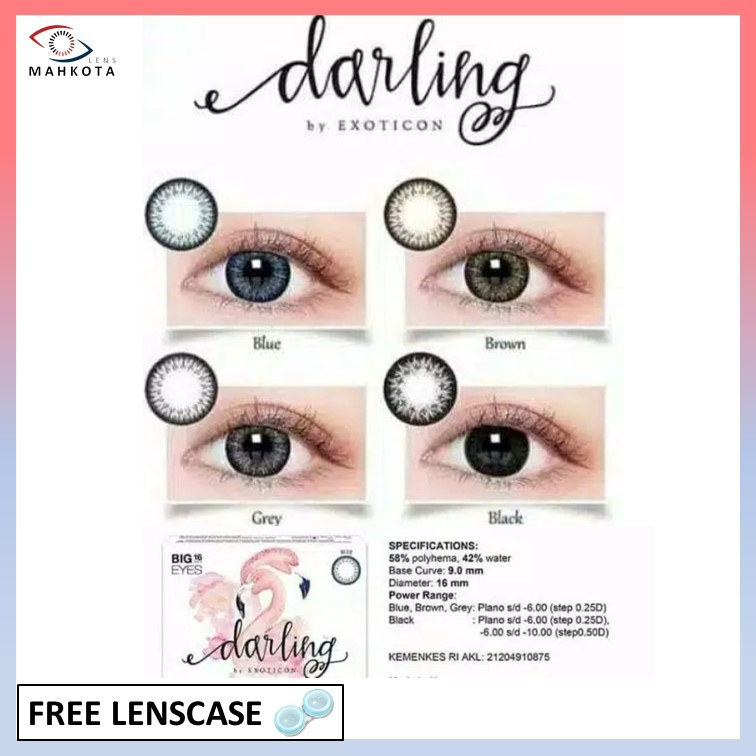 SOFTLENS DARLING MINUS (-3.25 s/d -6.00) BY EXOTICON BIGEYES 16MM / GREY BROWN BLUE BLACK / Softlen Soflen Soflens