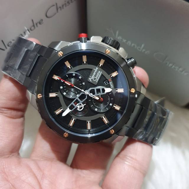 Jam Tangan Pria Alexander Christie Ac 6530 mc Original garansi 1 tahun resmi black rosegold