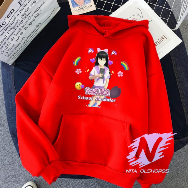 sweater sakura school simulator pelangi Hoodie sakura