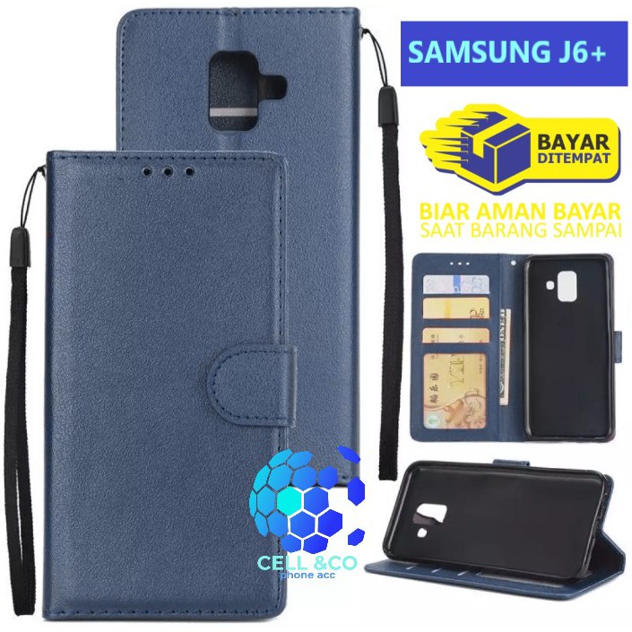 Flip cover SAMSUNG J6+ Flip case buka tutup kesing hp casing flip case leather wallet