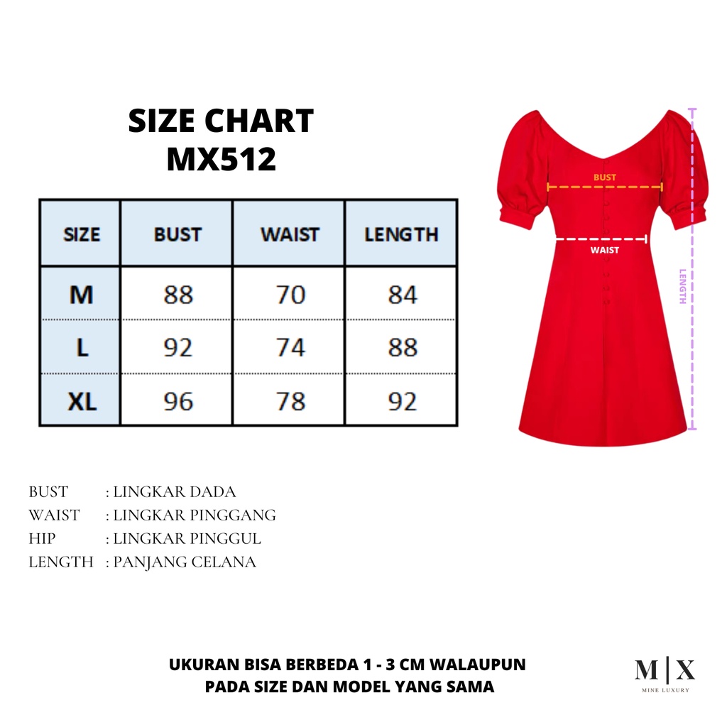 DRESS CNY GAUN PUFFY SABRINA IMPORT MERAH RED WANITA MX512