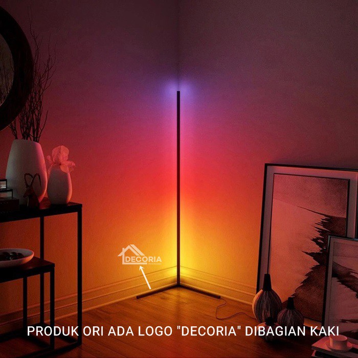 Decoria Lampu RGB Kamar Gaming, Lampu Lantai, Lampu Estetik, Noxu Design HITAM