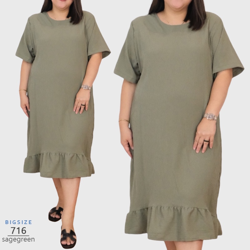 arenabelanja - Midi Dress Polos Wanita Jumbo Premium