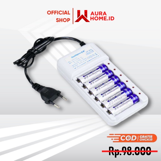 Charger Baterai 6 slot AA/AAA with 6PCS AA 1200mAh / Alat Pengisi Daya Charger Baterai Batrai Batter