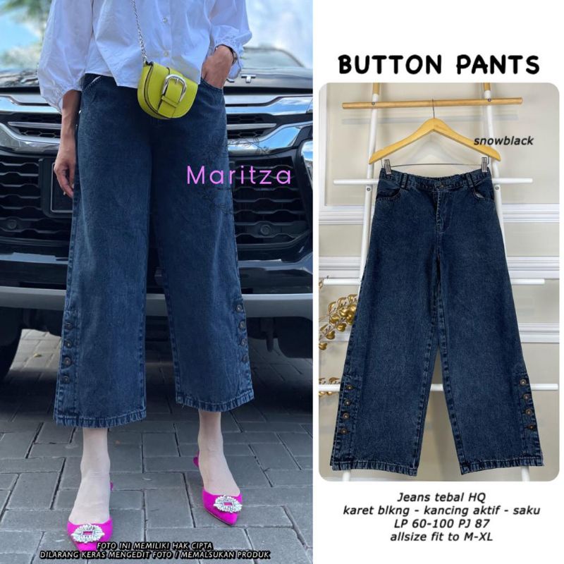 BUTTON PANTS BY MARITZA / CELANA JEANS WANITA MUSLIMAH / Baggy jeans premium