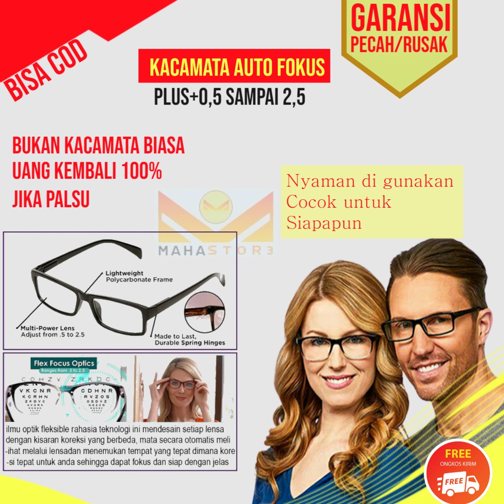 Kacamata Baca Plus Otomatis One Power Auto Fokus Anti Radiasi