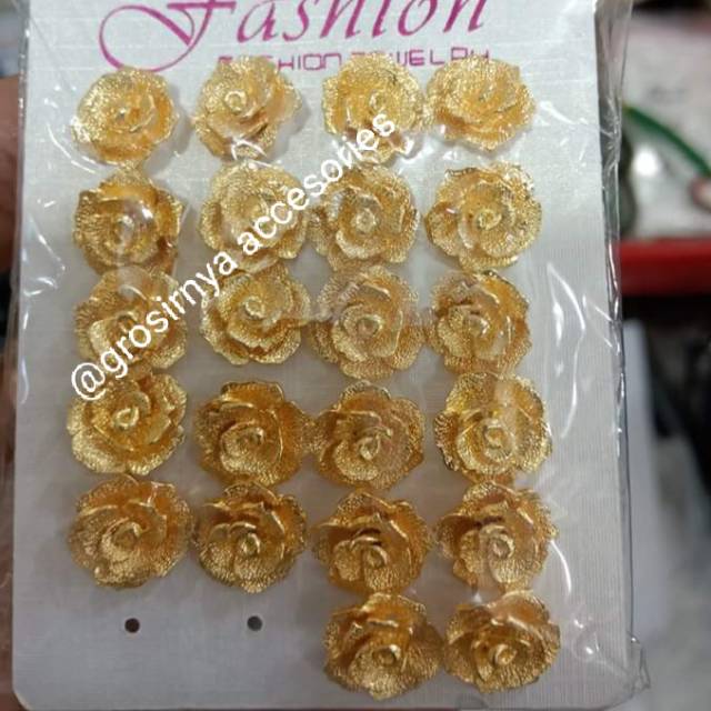 Giwang bunga mawar pasir super cantik perhiasan wanita anting Titanium gold