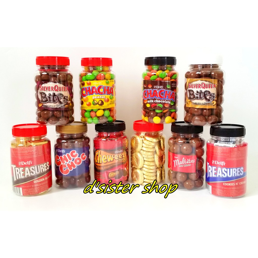 

COKLAT DELFI SILVERQUEEN BITES ALMOND MEDE CHACHA CHIC CHOC MALTITOS TOPLES TABUNG SEDANG