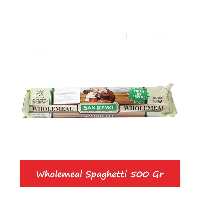 MIE PASTA SPAGHETTI WHOLEMEAL SAN REMO 500GR GANDUM BPOM RI