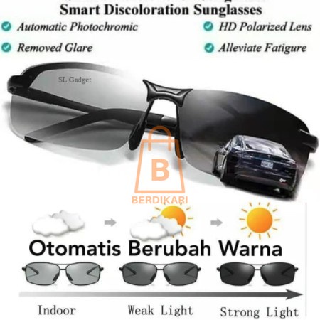 COD Kacamata Anti Silau Siang Dan Malam Sunglass Fotosensitif UV 400 Photochromic Polarized