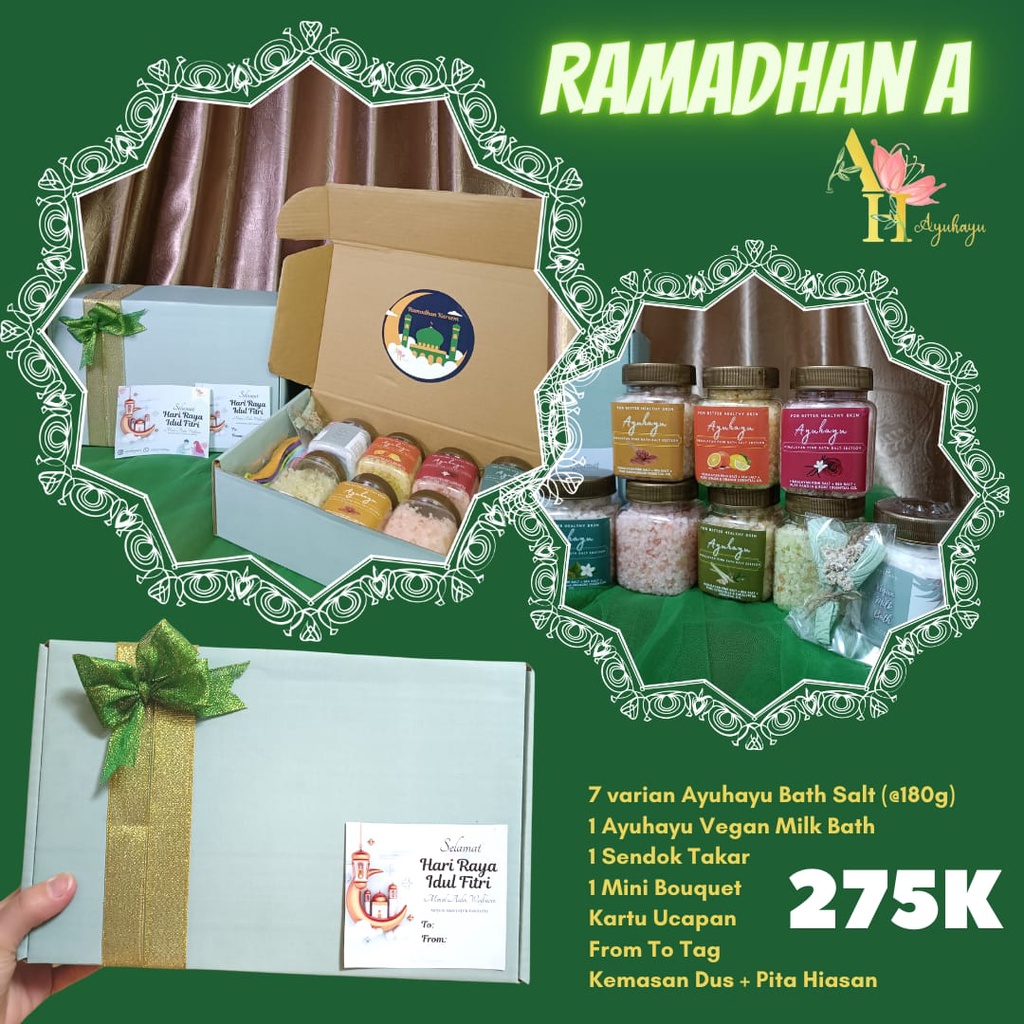 HAMPERS LEBARAN PARSEL RAMADHAN KADO GIFT SOUVENIR GIFT GARAM RENDAM PREMIUM BATH SALT REMPAH MANDI AYUHAYU