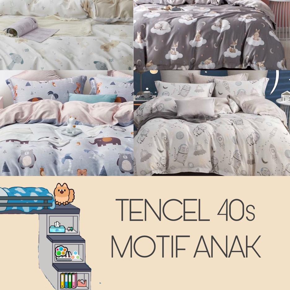 ❁ PROMO Kain Meteran Sprei Sutra Organik Tencel 40s Motif Anak ☋