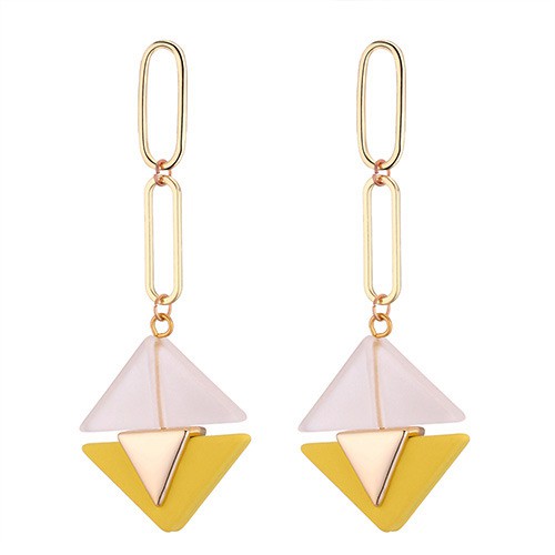 LRC Anting Tusuk Fashion Triangle Shape Decorated Earrings