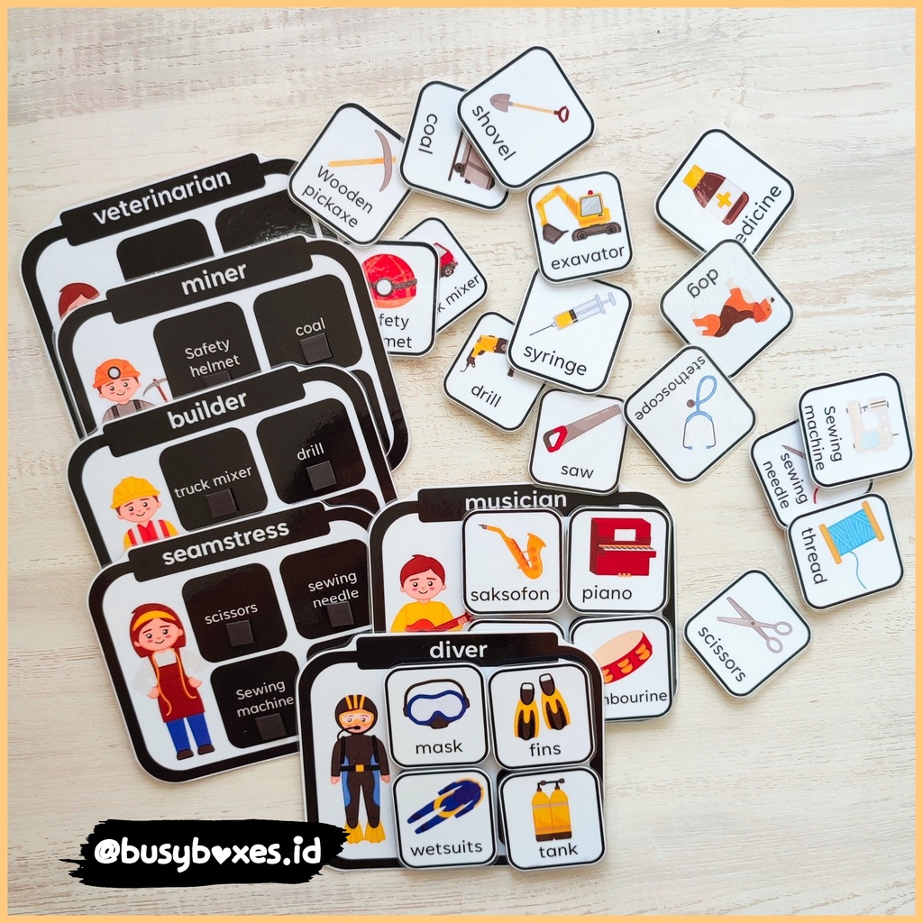 [busyboxes.id] Mainan Edukasi Busy Page busypage Mengenal Profesi mainan montessori vol2