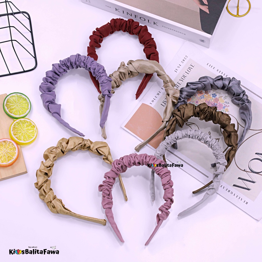 [POLOS] Bando Scrunchie / Bando Kerut Headband Korean Style Murah Polos Wanita Babycinnamon