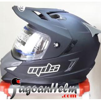 MDS Helm Super PRO Black Doff FullFace Ringan SuperMoto Hitam Dop