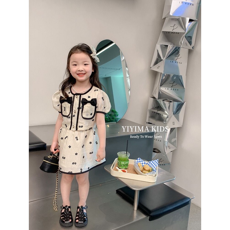 (LOLI-JKT) BS-269 STELAN ANAK CEWEK PITA POCKED BUNGA + ROK SIZE 100-140