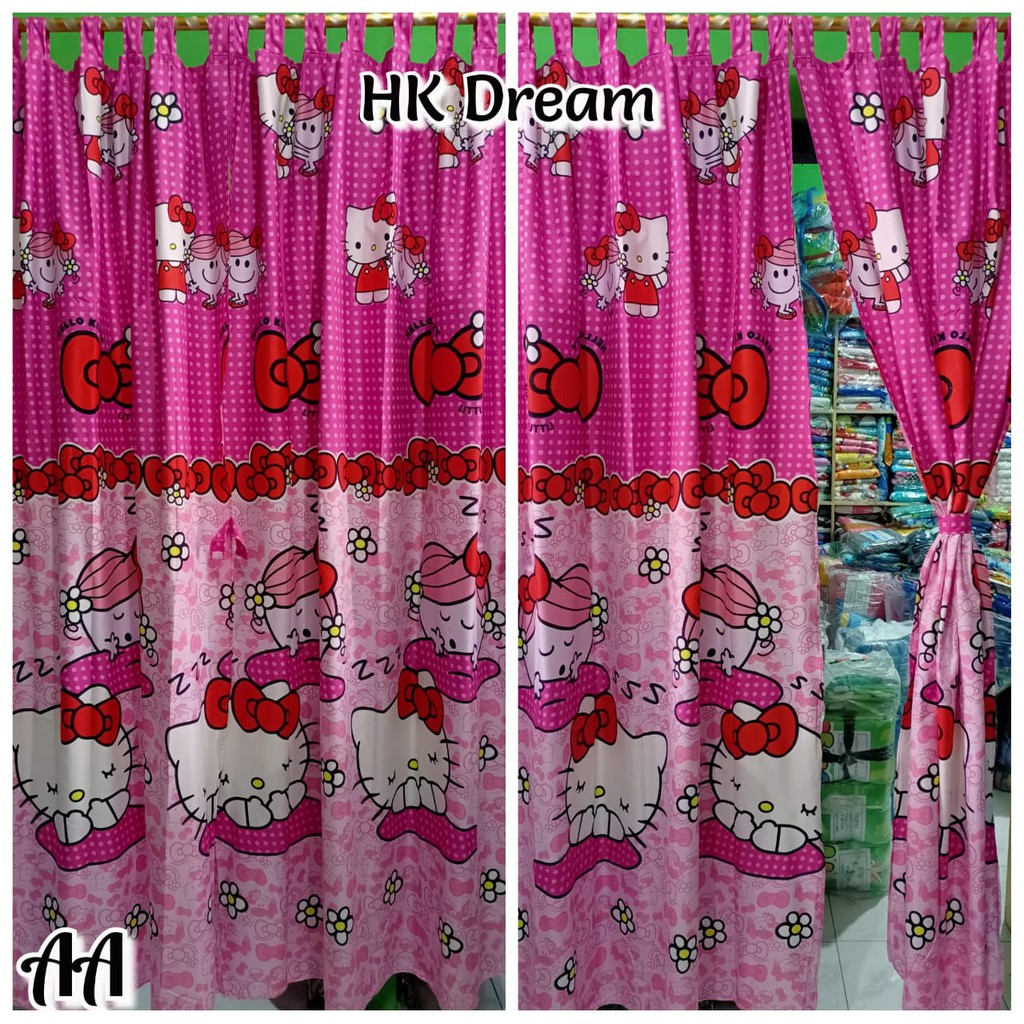 Gorden Murah Tirai Jendela Model Tali Perekat Hello Kitty Dream Shopee Indonesia