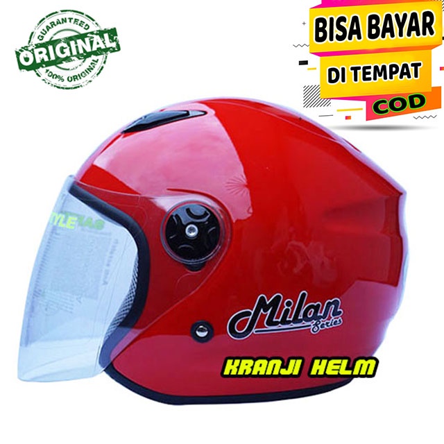 Helm / Helm half face / Helm bmc milan solid fire red terlaris
