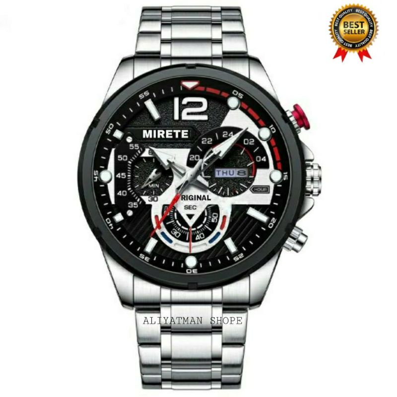 TERLARIS NEW MIRETE!!!! Jam Tangan Pria Mirete Original Import Rantai Stainlees Steel Model Analog_Jam Tangan Pria Mirete Terbaru Simple Model Kasual Analog Quart Water Resistant Bisa Cod / Tanggal Aktif /Jam Tangan Original Mirete Official Watch