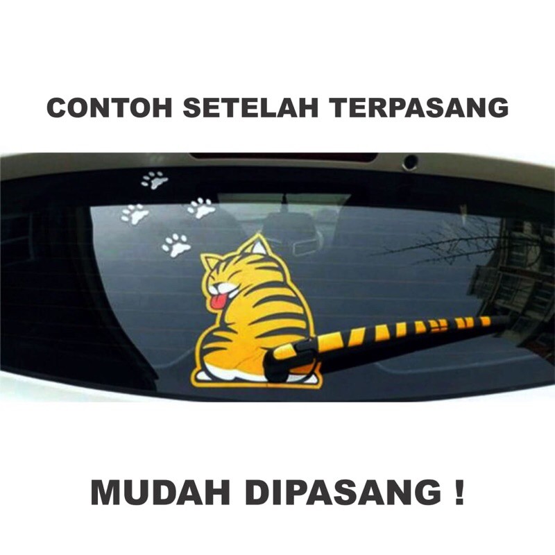 Sticker Mobil - stiker kaca mobil wiper kucing