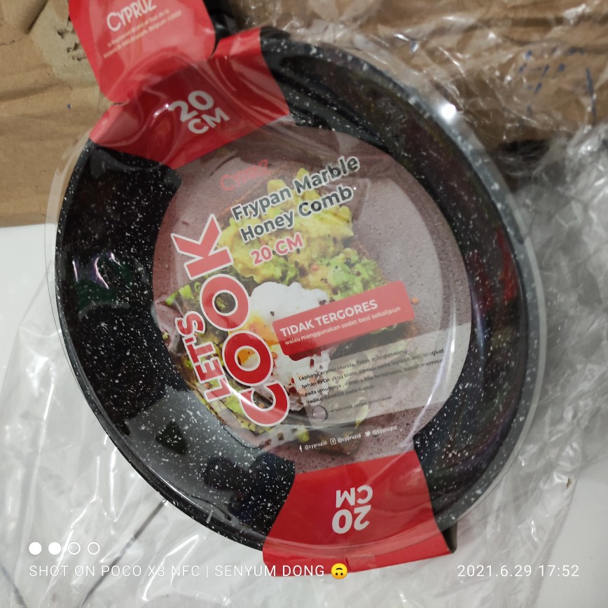 Frypan Cypruz Fp-0305 Wajan Marble 20cm Anti Lengket Bisa Dipakai Pada Kompor Induksi