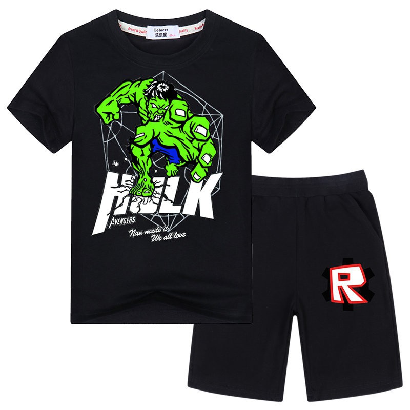 Marvel Hulk T Shirt And Roblox Shorts Boys Sets Avengers Superhero - marvel t shirt symbol roblox