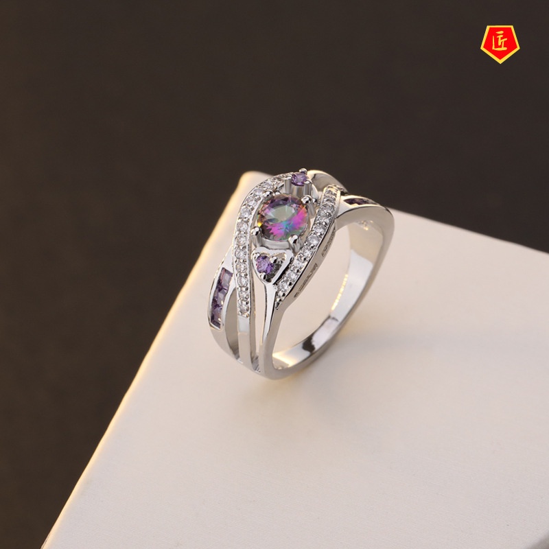 [Ready Stock]Heart-Shaped Amethyst Diamond Ring