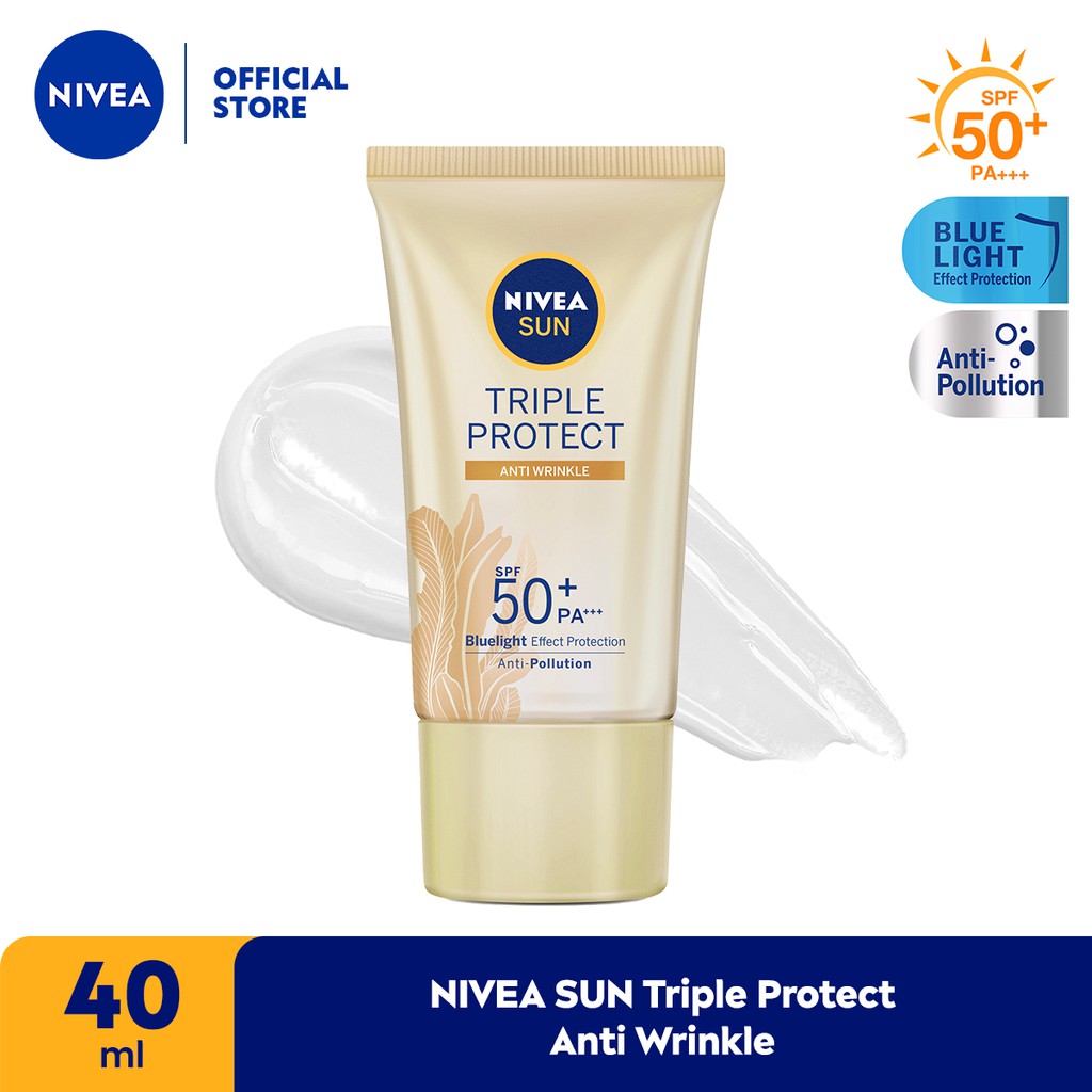 NIVEA SUN Face Serum Triple Protect Anti Wrinkle SPF50+ PA+++ 40ml - Mencegah tanda penuaan dini