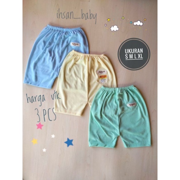 Celana pendek bayi aristababy isi 3 pcs ukuran S M L XL