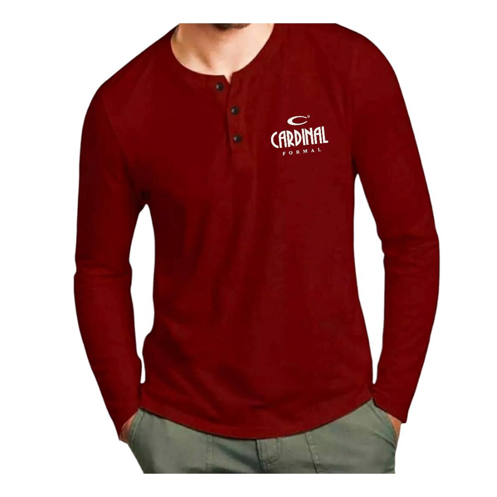 kaos pria distro terbaru/kaos kancing lengan panjang/kaos henley pria terbaru/kaos kancing depan pri